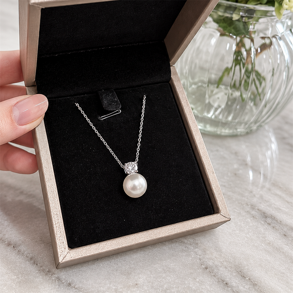 Pearl & Moissanite Pendant Necklace